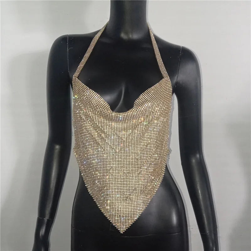 Top corto sin espalda con cuello en V