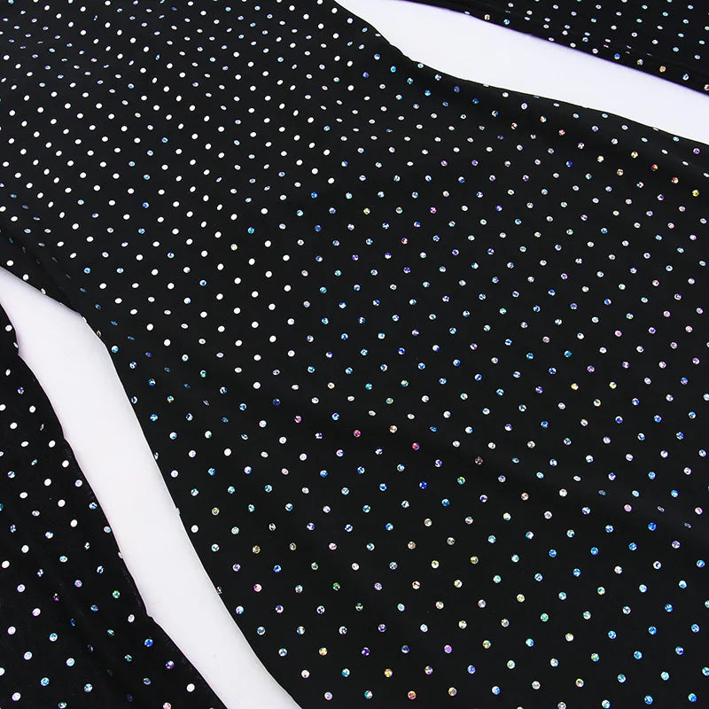 Vestido largo ajustado con purpurina