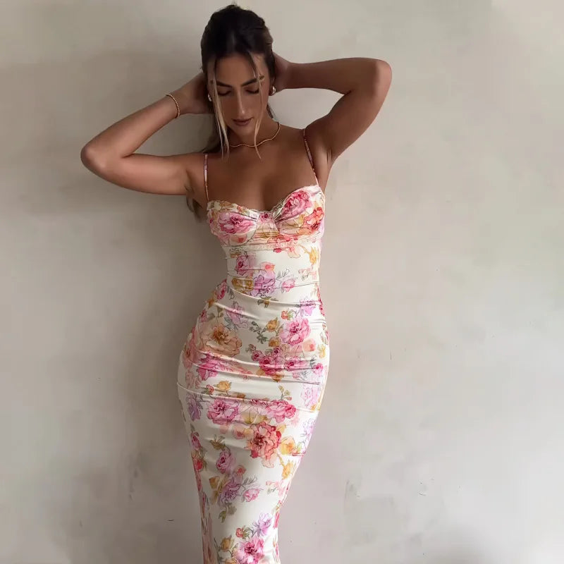 Vestido sin mangas con estampado floral