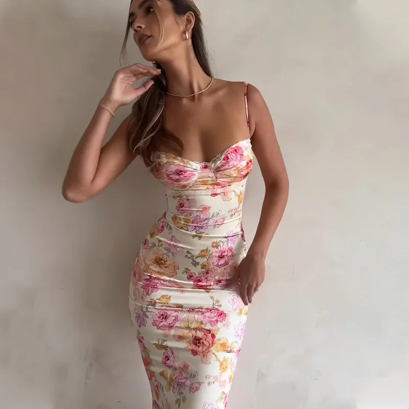 Vestido sin mangas con estampado floral